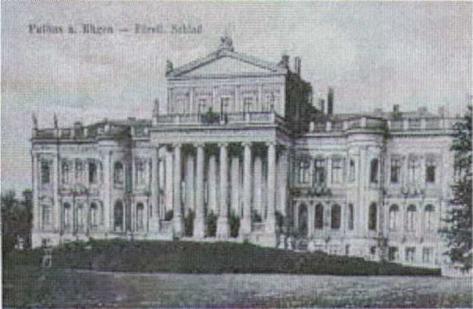 Fot 3. Stare zdjęcie książęcego zamku w Putbus na Rugii, od 1945 całkowicie zniszczony Zamek