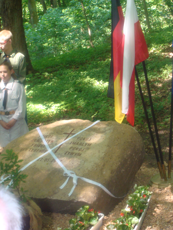 Fot 4. Der Gedenkstein auf dem alten Friedhof in Lagow Kamień