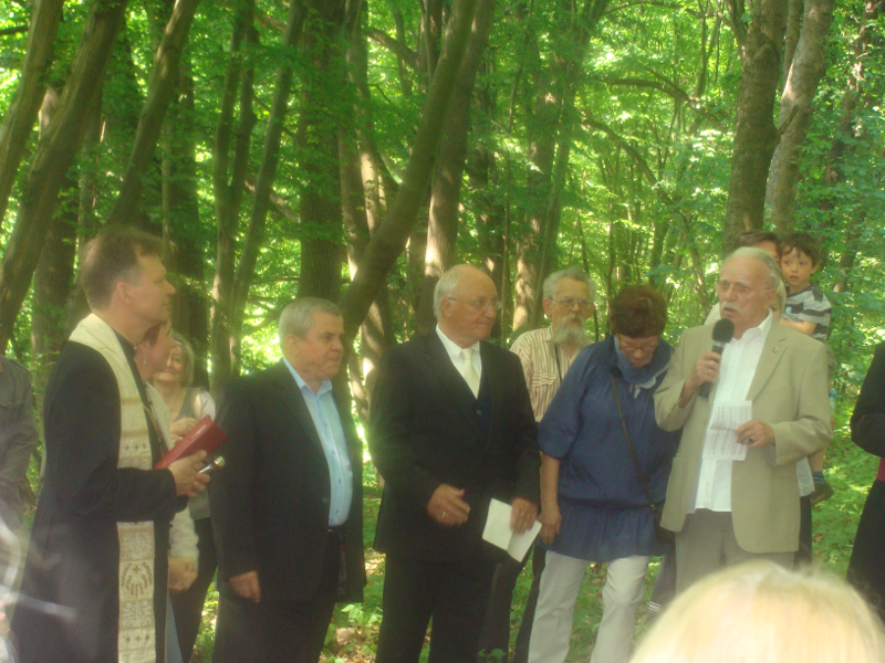 Fot 10. Der Gedenkstein auf dem alten Friedhof in Lagow Kamień