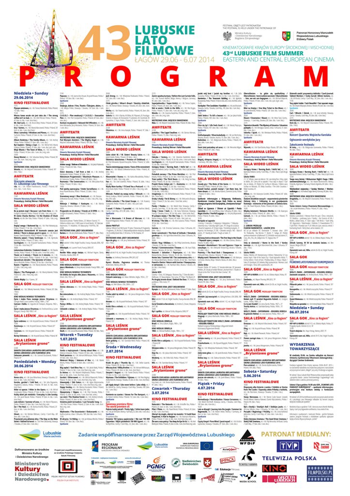 Program Lubuskiego Lata Filmowego Łagów 2014 program-LLF-2014